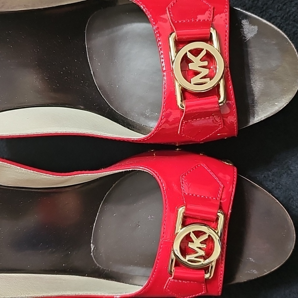 Michael Kors Vibrant Red Wedge Sandals - Picture 2 of 6